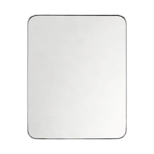 GRACTO 24x30'' Brushed Nickel Metal Framed Bathroom Mirror for Wall in Stainless Steel Rounded Rectangular Bathroom Vanity Mirrors Wall Mounted