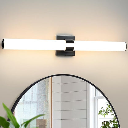 Black Bathroom Vanity Light Fixtures, 31 inch Modern Bathroom Light Fixtures Over Mirror Sconce Lighting 28W 3000K LED Dimmable Vanity Light Bar for Mirror Bedroom Living Room