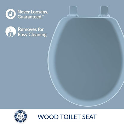 Mayfair Cameron Sky Blue Toilet Seat, Non Slip Heavy Duty Wood, Easy Clean, Made in USA, Round (Pack of 2)