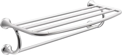Moen YB2894CH Eva 24-Inch Wide Bathroom Hotel-Style Towel Shelf with Towel Bar, Chrome