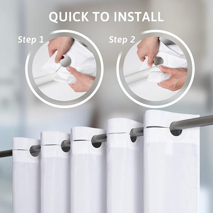 Furlinic No Hook Long Shower Curtain 78 Length,Soft Polyester Fabric Wahable Shower Curtain Liner,Modern Hotel Spa Style Bathroom Curtains with 10 Plastic Built-in Grommets,White 72x78 Inch