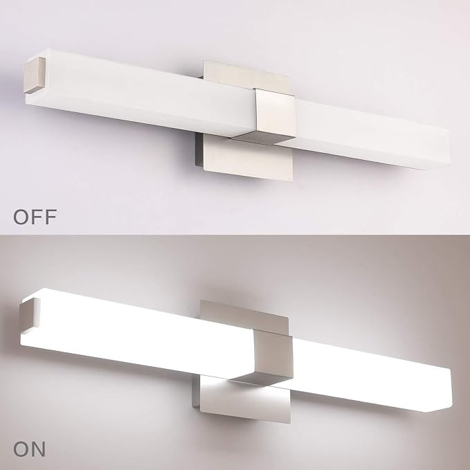 LED Vanity Light 24.2" Frosted White Acrylic Brushed Nickel for Bathroom Vanity Lighting Fixtures Cool White 6000K