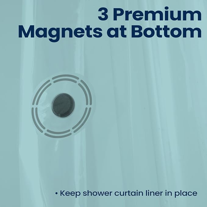 downluxe Shower Curtain Liner, PEVA Plastic Shower Liner with 3 Magnets, 72" x 72" Waterproof Bathroom Curtain, Blue, 1 Pack