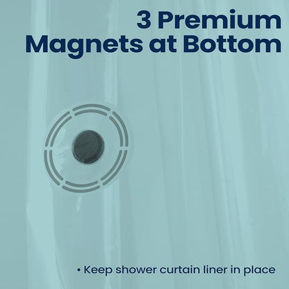downluxe Shower Curtain Liner, PEVA Plastic Shower Liner with 3 Magnets, 72" x 72" Waterproof Bathroom Curtain, Blue, 1 Pack