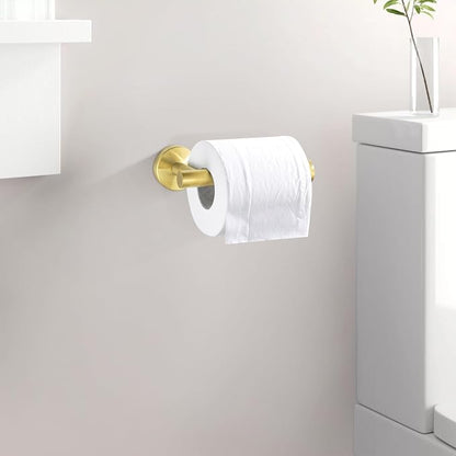 Leyden Toilet Paper Holder Towel Ring Brushed Gold Bathroom Hardware Hand Towel Holder Bathroom Accessories Set Wall Mount Stainless Steel 2 Pieces