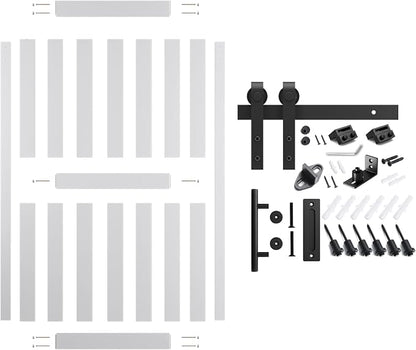 48''x84'' Sliding Barn Door with 8 Ft Barn Door Hardware Kit | Pre-Drilled Holes Easy Assembly - Include Installation Manual, Water-Proof PVC Surface, H-Frame, White