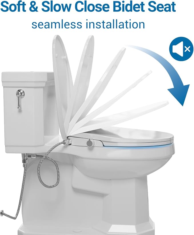 Garvee Non-Electric Bidet Toilet Seat for Round Toilets – Dual Nozzle System, Manual Control, Cold Water Bidet Attachment, Easy to Install, White