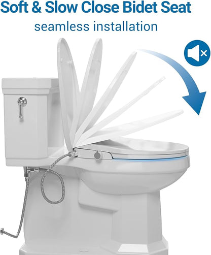 Garvee Non-Electric Bidet Toilet Seat for Round Toilets – Dual Nozzle System, Manual Control, Cold Water Bidet Attachment, Easy to Install, White