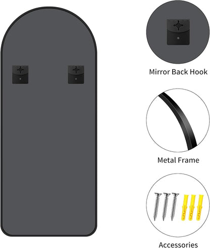 FORBATH Arched Mirror 24x48 Inch, Black Arched Mirror Wall Mounted Modern Black Aluminum Frame Decor Large for Dresser Bedroom Living Room Entryway, Hanging or Leaning Against Wall