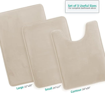 Clara Clark Bathroom Rugs, Velvet Memory Foam Bath Mat, Non-Slip Bath Rugs, Machine Wash, Dries Quickly, Ultra Soft Plush Bath Mats for Bathroom,