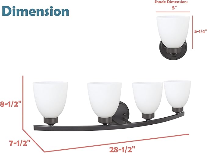 Aspen Creative 62205-2, Four-Light Metal Bathroom Vanity Wall Light Fixture, 28-3/4" Wide, Transitional Design in Oil Rubbed Bronze, 4