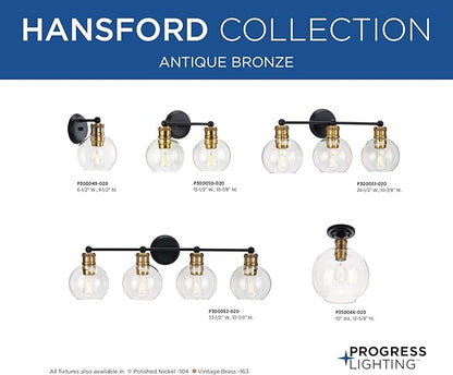 Progress Lighting P300049-020 Hansford Bath & Vanity, 1-Light, Antique Bronze