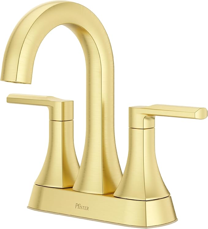 Pfister Vaneri Bathroom Sink Faucet, 4-Inch Centerset, 2-Handle, 3-Hole, NSF Certified, Brushed Gold Finish, LF048VRIBG