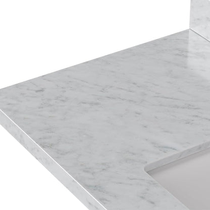 ARIEL Cambridge 36-inch Bathroom Vanity with Sink,Solid Wood, 1.5-inch Italian Carrara Marble Countertop, Single Rectangular Porcelain Sink, 2 Soft Closing Doors, 5 Dovetail Drawers, Vintage Green