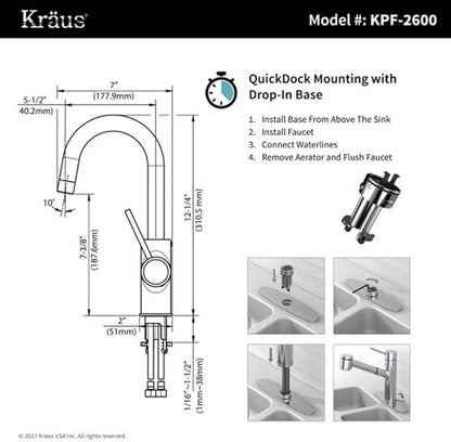 KRAUS Spot Free Oletto Single Handle Kitchen Bar Faucet in All-Brite Stainless Steel Finish, KPF-2600SFS (Pack of 1)