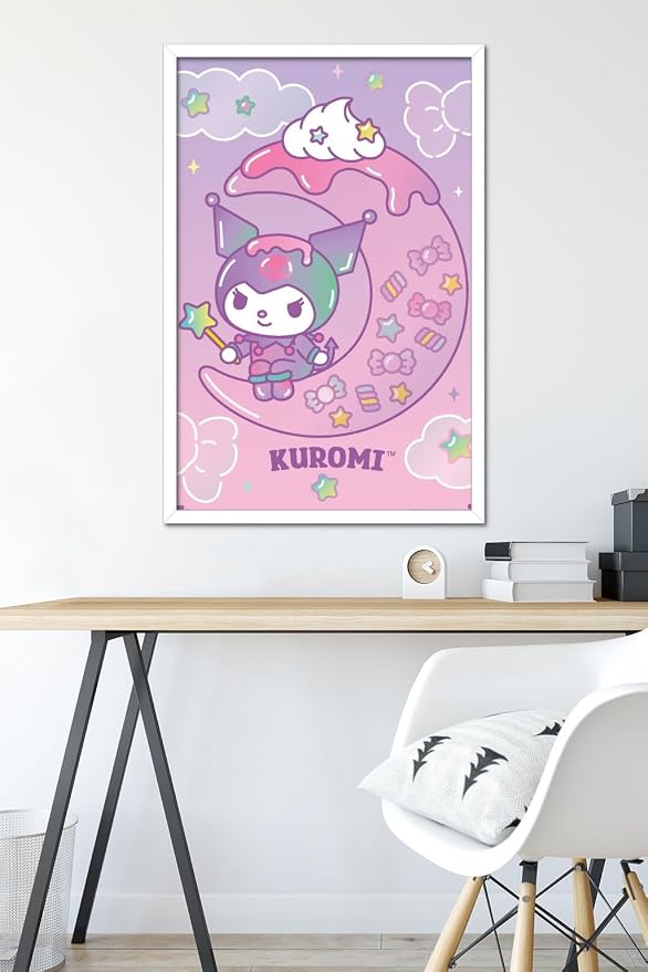 Trends International Hello Kitty and Friends: 24 Dreamland - Kuromi Wall Poster, 34L x 22.4W, White Framed Version