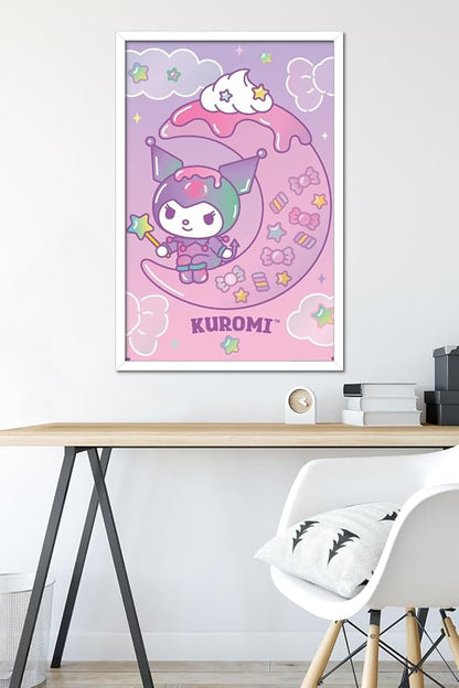 Trends International Hello Kitty and Friends: 24 Dreamland - Kuromi Wall Poster, 34L x 22.4W, White Framed Version
