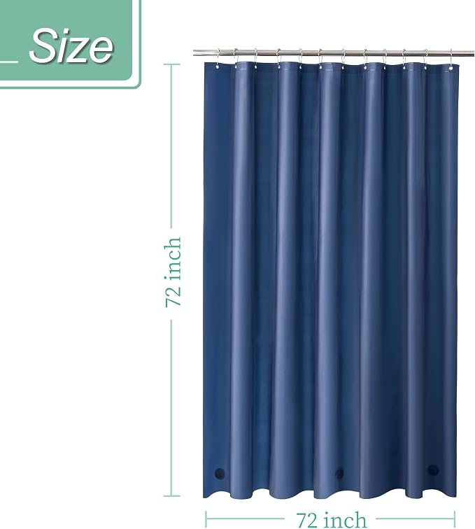 Mrs Awesome Navy Blue Shower Curtain Liner with 3 Magnets, 72x72 | 12 Rustproof Grommets,Premium Plastic Shower Curtain for Bathroom Lightweight & Waterproof,72W x 72H