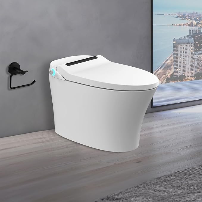 Blossom Smart Toilet with Built-in Bidet, One-Piece Tankless Toilet with Heated Seat, Air Dryer, Auto Flush, Remote Foot Sensor Control, Self-Cleaning Nozzle, Warm Drying