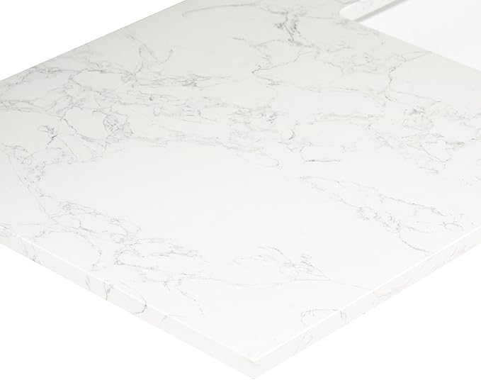 Ceres 61" Engineered Stone Vanity Top in Grain White with Double White Sinks