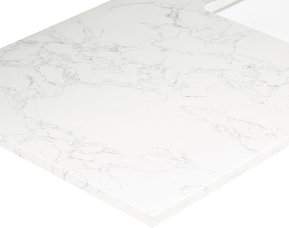 Ceres 61" Engineered Stone Vanity Top in Grain White with Double White Sinks