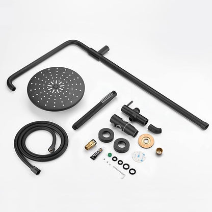 SUMERAIN Black Retrofit Hand Shower System with 9" Rain Shower Head | Brass, Easy DIY Installation for Remodel, Adjustable Slide Bar