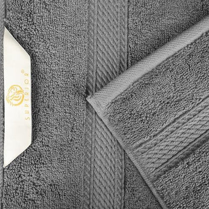 SUPERIOR Egyptian Cotton Pile Heavyweight Bath Sheet, 2 Piece Set, Charcoal