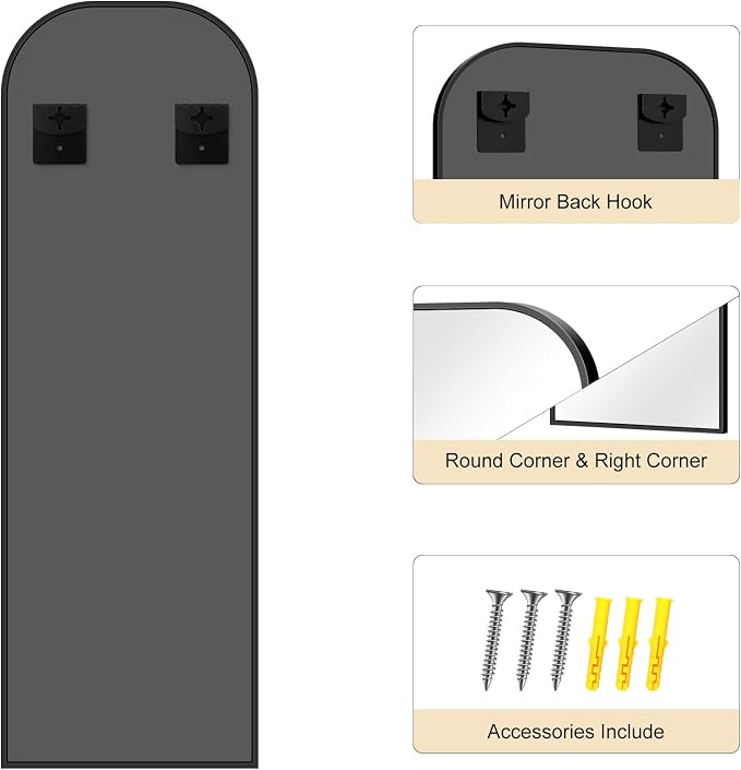 YIROMAN Bathroom Mirrors for Over Sink,16"x48" Black Bathroom Vanity Mirror | Thin Brushed Aluminum Frame,HD tempered glass, Rectangular,Rounded & Right-angle Corners,Sink,Entryway,Bedroom