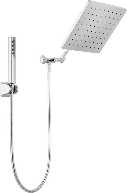 Delta Faucet 10-inch Raincan Shower Head and Hand Held Shower Combo, Chrome Square Shower Head, Rainfall Shower Head, Hand Shower, High Pressure Shower Head, 1.75 GPM Flow Rate, Chrome 75527