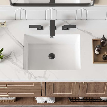 20in Undermount Bathroom Sink Rectangular, 20" x 16" Vessel Sink Rectrangle Undermount Bathroom Sink White Ceramic Lavatory Vanity Vessel Sink with Overflow
