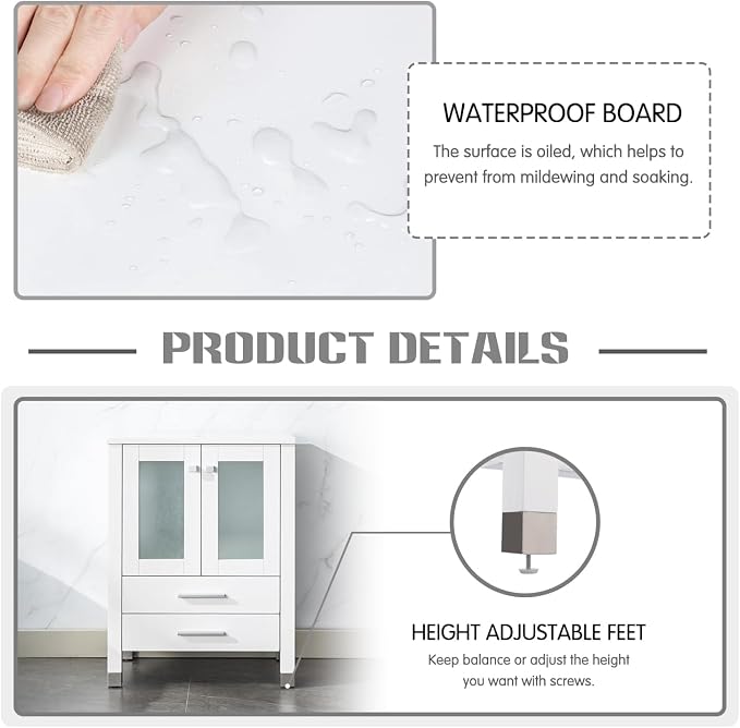 LUCKWIND 72" Bathroom Vanity Sink Combo, Double 24" Main Cabniets with Two 12.6" Side Cabinets, Painted Bathroom Storage Cabinet, Including Black Bowl Sinks, Faucets Without Mirror, White