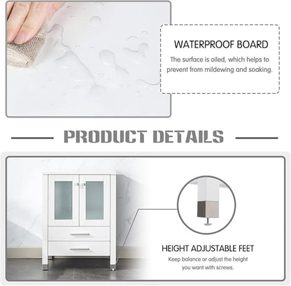 LUCKWIND 72" Bathroom Vanity Sink Combo, Double 24" Main Cabniets with Two 12.6" Side Cabinets, Painted Bathroom Storage Cabinet, Including Black Bowl Sinks, Faucets Without Mirror, White