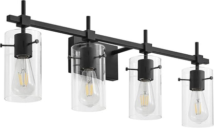 SOLFART 4 Lights Vanity Light Black Bathroom Vanity Lights Over Mirror Vanity Lights for Mirror Bathroom Light Fixture