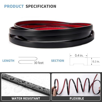 Art3d 30 ft Peel and Stick Flexible Molding Trim for Wall Tile Edge, Black | Durable, Waterproof, Oil-Proof, Superior Adhesive, Useful, Easy to Clean, Ideal for Mirror Edges, Accent Walls, Backsplashes
