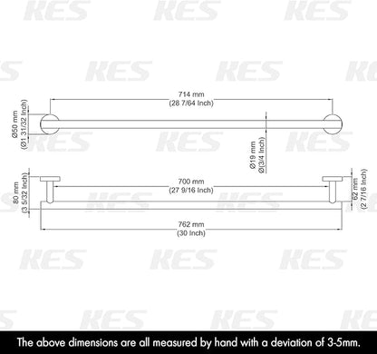KES 27.6 Inches Matte Black Bathroom Towel Bar Shower Hand Towel Holder Hanger SUS304 Stainless Steel RUSTPROOF Wall Mount, Total Length 29.9 Inch, A2000S75-BK