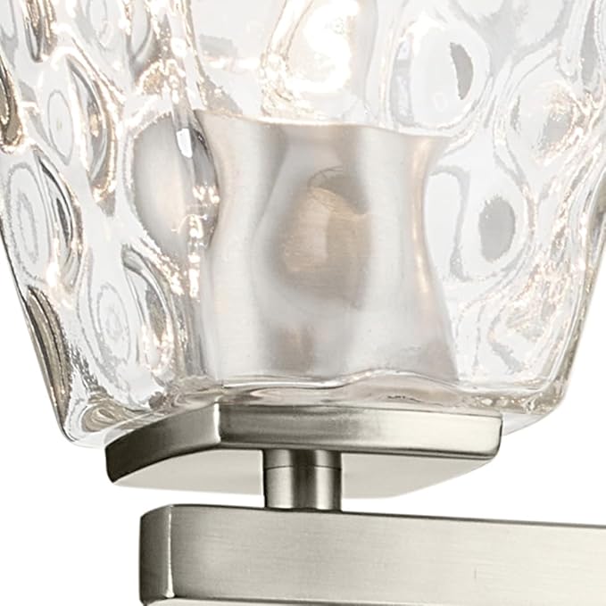 Kichler Marant 33.25" 4-Light Vanity Light with Clear Water Glass in Brushed Nickel, for Bathroom, Powder Room, Over a Mirror, (33.25" W x 9.5" H), 55217NIWTR
