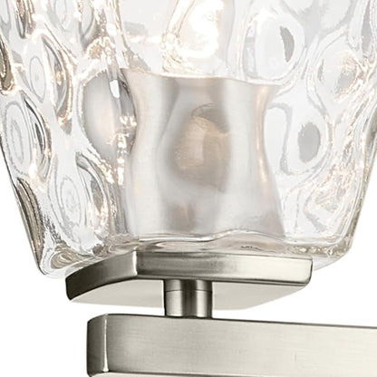 Kichler Marant 21.25" 3-Light Vanity Light with Clear Water Glass in Brushed Nickel, for Bathroom, Powder Room, Over a Mirror, (21.25" W x 9.5" H), 55216NIWTR