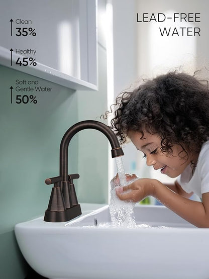 Cobbe Bathroom Faucets for Sink 3 Hole, 4 Inch with Pop Up Drain and 2 Supply Hoses, 2 Handle Centerset Bathroom Faucet for Sink Vanity, ORB, 2 Pack