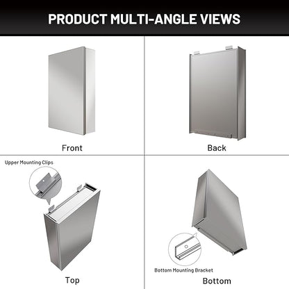 32 x 24 Medicine Cabinet Mirror for Bathroom,Assembly Required,Aluminum Alloy Frame,Surface-Mount Only,Mirrored Side Panel,Adjustable Shelves,Bathroom Medicine Cabinet with Mirror