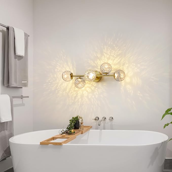ALIYIQI LED Bathroom Vanity Light Fixtures,Brushed Gold Brass Bathroom Light Fixtures