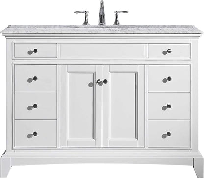 Modern Freestanding Bathroom Vanities - Solid Wood White 42 Inch Bathroom Sink Cabinet - Free-Standing Vanity Sinks for Bathrooms w/Brushed Nickel Knobs/Handles and Porcelain Vanity Sink