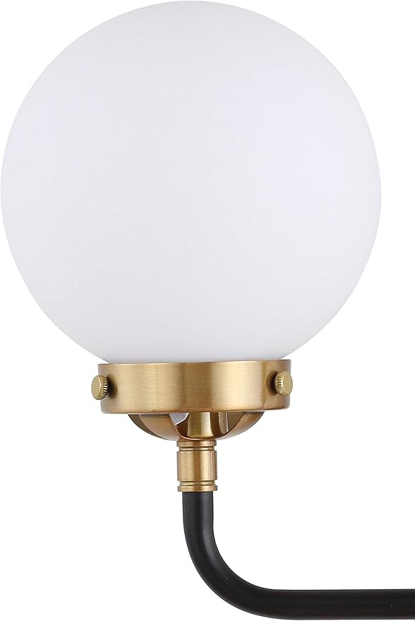 JONATHAN Y 18" Brass Gold/Black/White 2-Light LED Wall Sconce Vanity Lighting, Clear Glass Globe Shade Modern Contemporary Sconce for Bathroom Mirror, Hallway, UL Listed (JYL9057B)