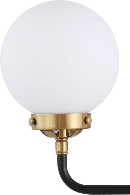JONATHAN Y 18" Brass Gold/Black/White 2-Light LED Wall Sconce Vanity Lighting, Clear Glass Globe Shade Modern Contemporary Sconce for Bathroom Mirror, Hallway, UL Listed (JYL9057B)