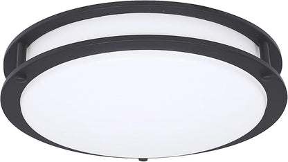Designers Fountain Flush Mount Ceiling Light, 12 Inch Round LED DC Lighting Fixture Kitchen, Bedroom, Bathroom, and Hallway, Dimmable, 1200 Lumens, 3000K/4000K/5000K, Matte Black, EV1412C3C-43