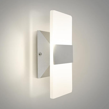 ASD 8 Inch Indoor LED Wall Sconce - 10W 2700K-5000K Dimmable Brushed Nickel Wall Sconce Lights for Living Room, Bedroom, Bathroom, Hallway - Modern Wall Sconces Hardwired, ETL Interior Light