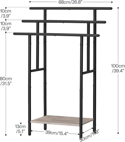 HOOBRO 39.4" Tall Freestanding Towel Rack for Bathroom, 3 Tier Stepped Blanket Rack with Shelf, Oversized Bath Towels Drying and Display Rack, Black and Rustic Brown BG50LB01