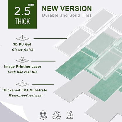 STICKGOO 10-Sheet Subway Tile Peel and Stick Backsplash, Self Adhesive Vinyl Wall Tiles, Stick on Backsplash for Kitchen and Bathroom(Thicker Design)