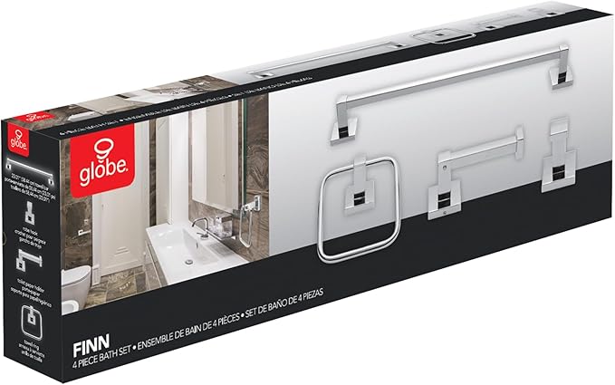 Globe Electric 51368 Finn Bath Set, Polished Chrome