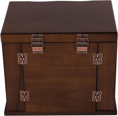 Extra Large 5 Layers Wooden Jewelry Box Jewelry Case Cabinet Armoire Ring Necklacel Gift Storage Box Organizer(5 Layers,W/mirror,Brown)