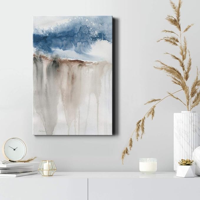 Renditions Gallery Canvas Nature Wall Art Modern Paintings Decorations Rough Blue Water Cliff Canvas Abstract Wall Hanging Artwork Prints for Bedroom Living Office Kitchen - 12"x18" LT02